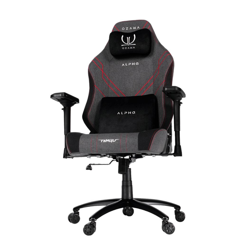 เก้าอี้เกมมิ่ง OZAMA ภายใต้แบรนด์ TENGUGAMINGGEARS รุ่น ALPHA FABRIC (CH-AP-F-RD) สีดำแดง เบาะผ้า